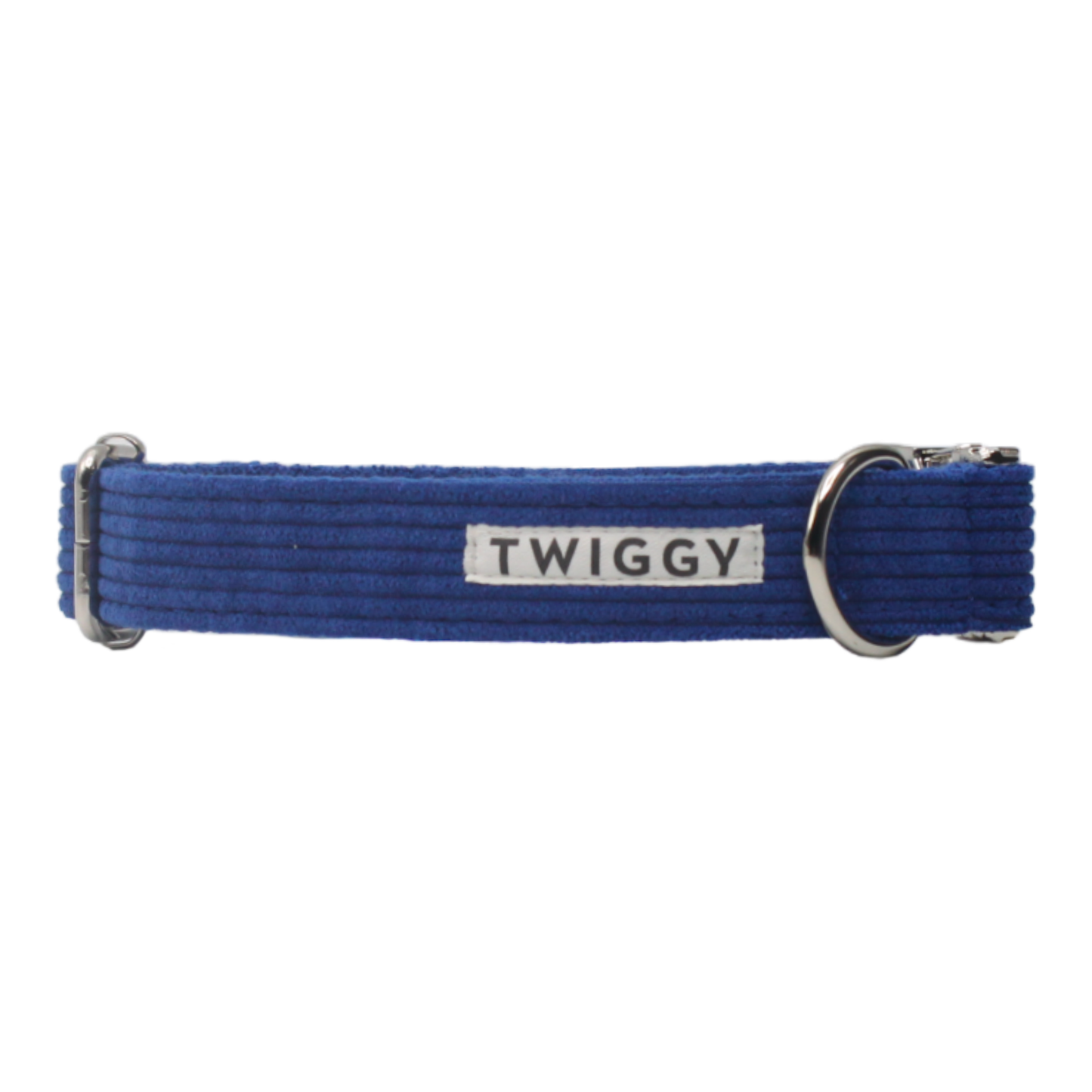 collier chien velours côtelé boucle métal argenté bleu twiggy