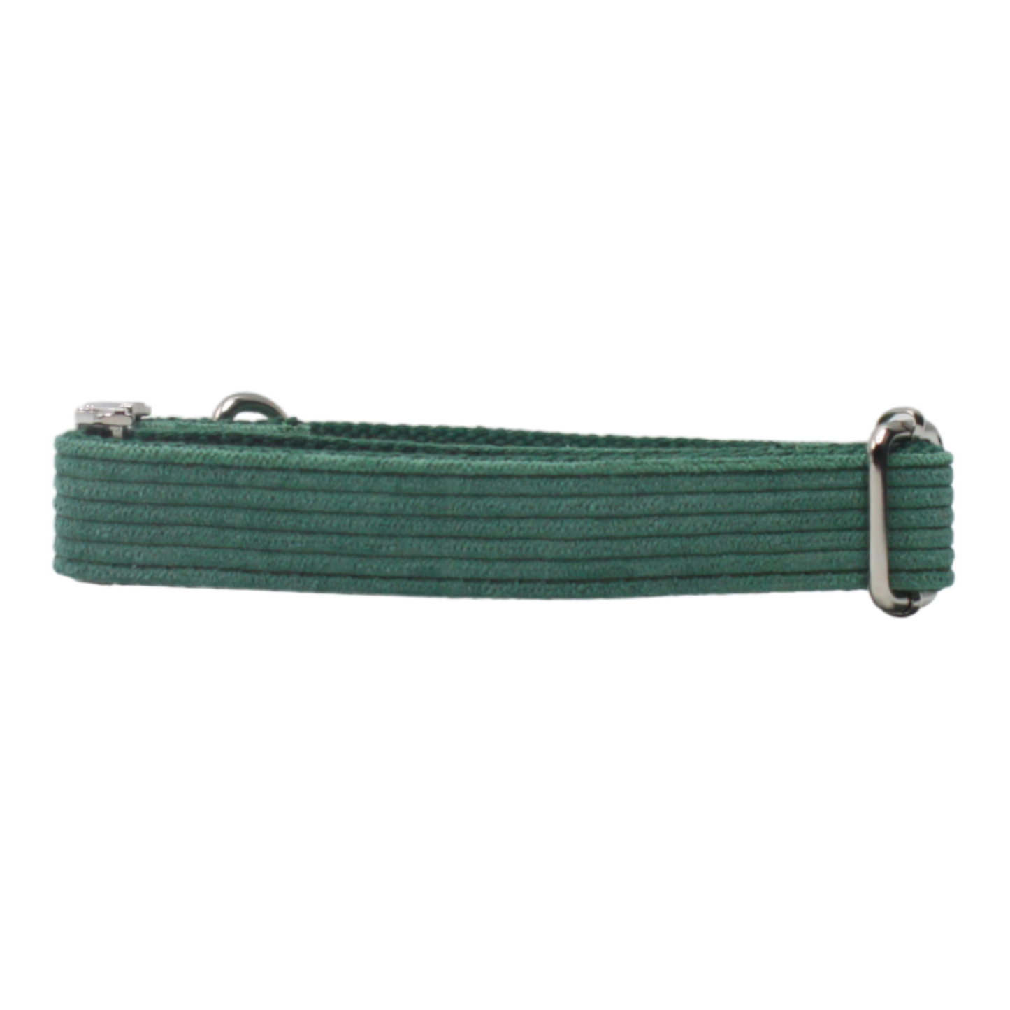 collier chien velours côtelé boucle métal argenté vert twiggy