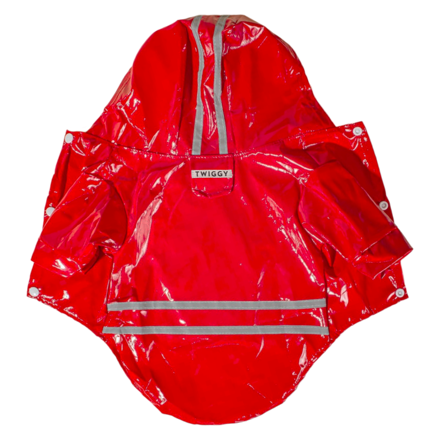 manteau imperméable pluie chien fermeture clips rouge twiggy