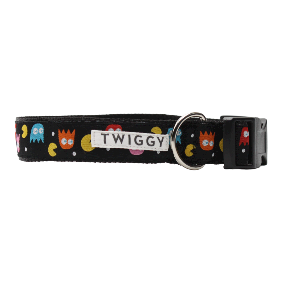 collier chien boucle plastique pacman pac-man multicolore jeux vidéos twiggy