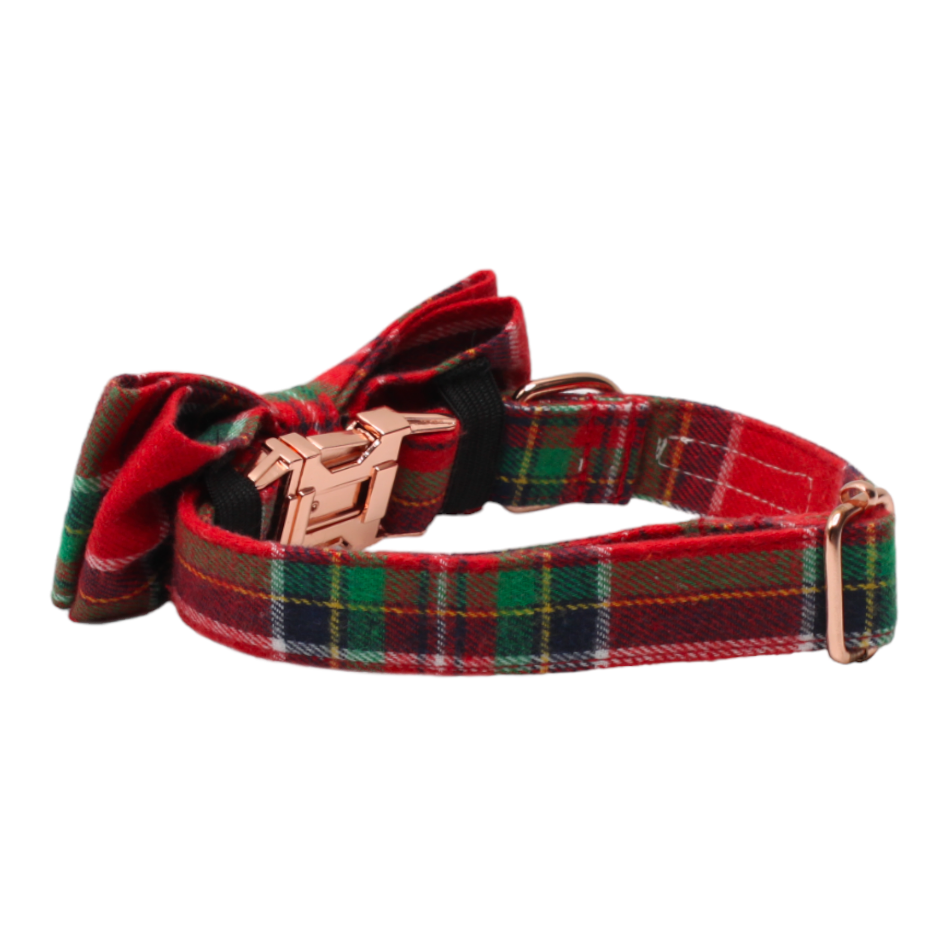 collier chien noeud papillon boucle métal or rose tartan écossais rouge vert blanc twiggy