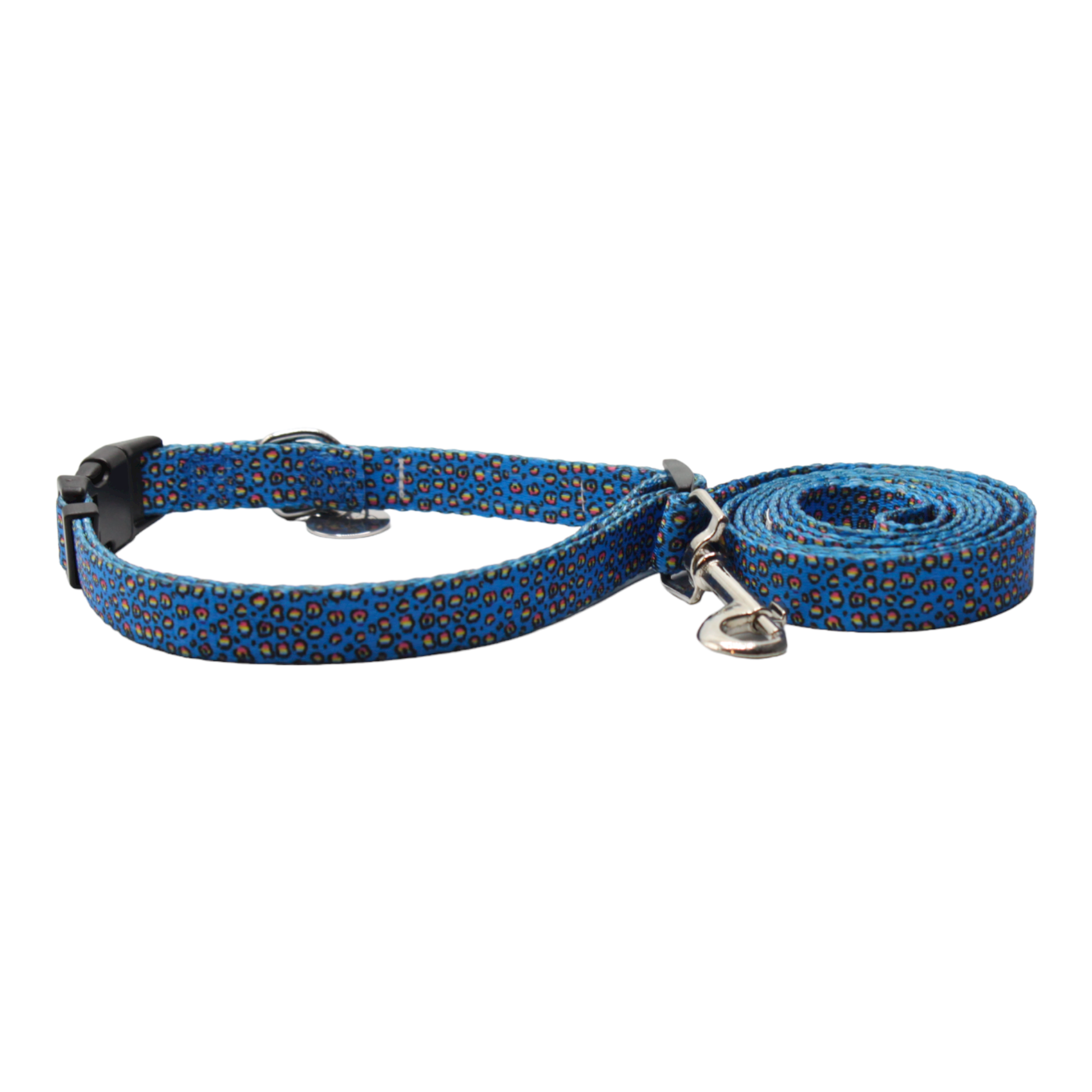 collier laisse chien boucle plastique léopard bleu twiggy