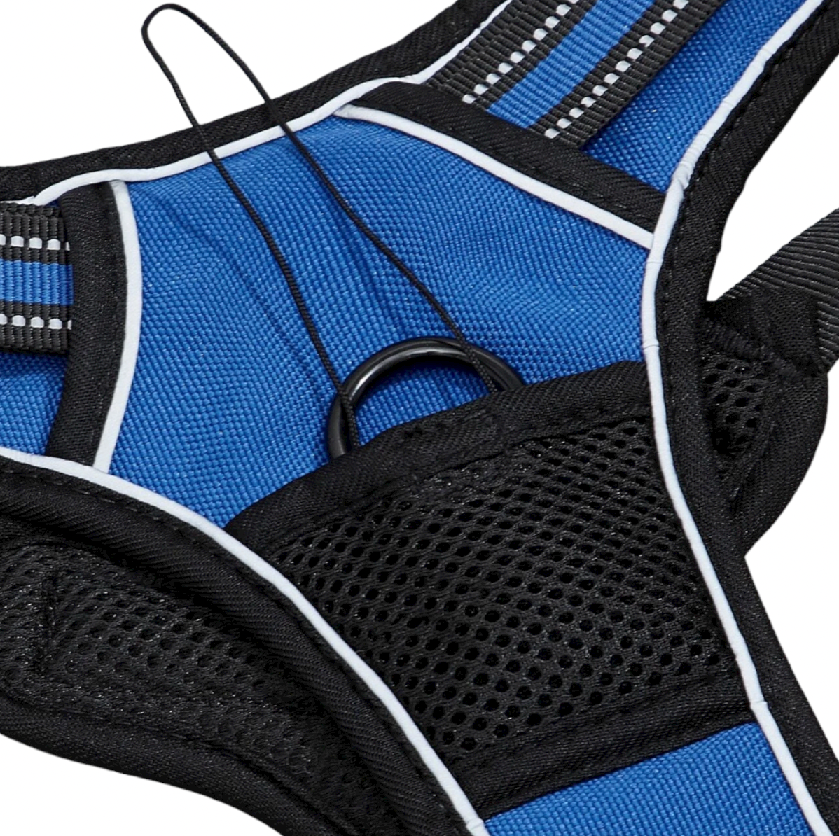 harnais anti traction chien respirant sport bleu noir boucle plastique twiggy